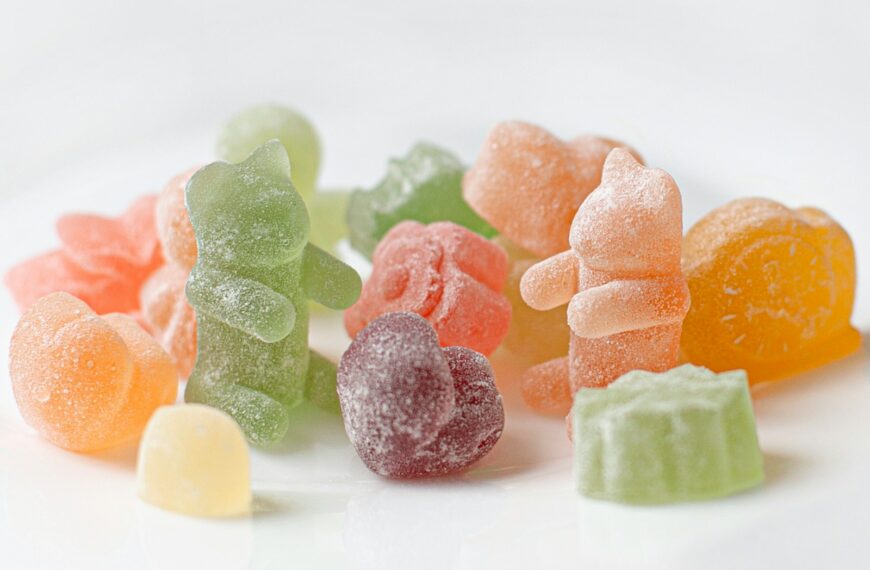orange green and pink candies