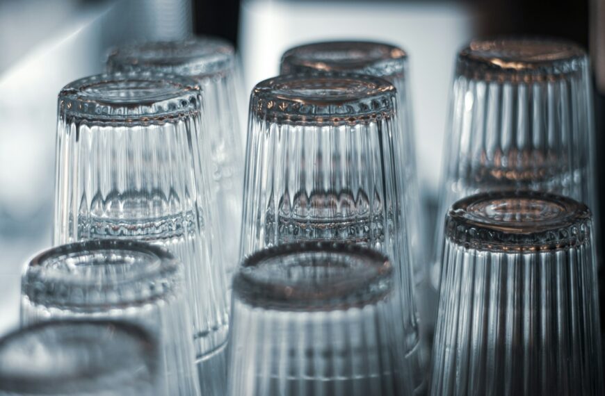 a close up of a bunch of glass cups