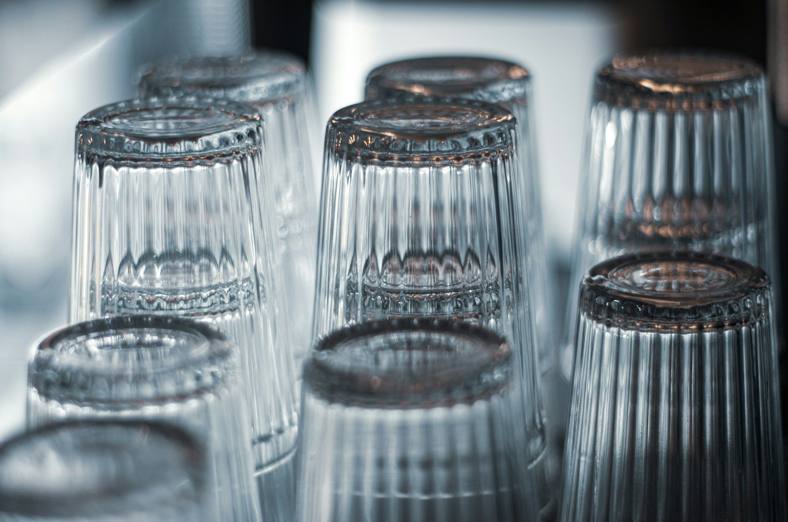 a close up of a bunch of glass cups