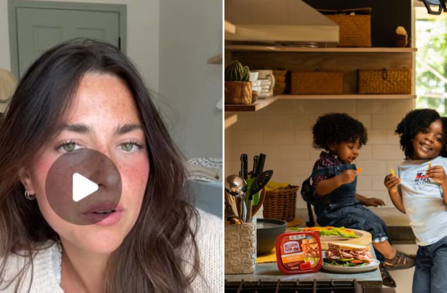 Family talking in a kitchen