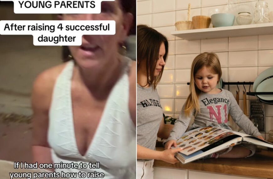 Mom of four daughters beside a calm organized home