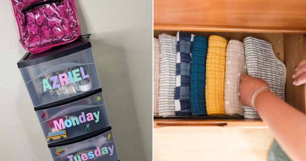 Organized kids clothes in drawers