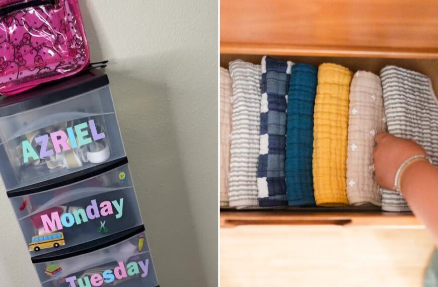 Organized kids clothes in drawers
