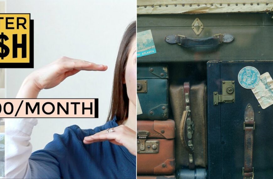 A stack of vintage suitcases for a family moving abroad.
