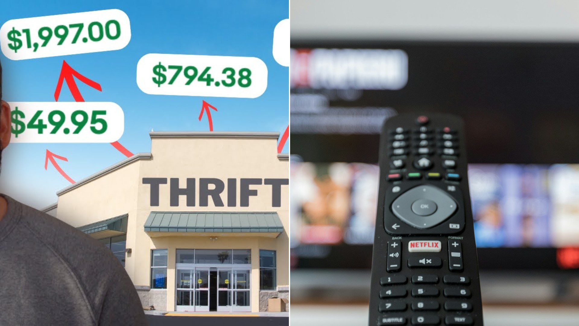 A TV remote control in front of a television screen.