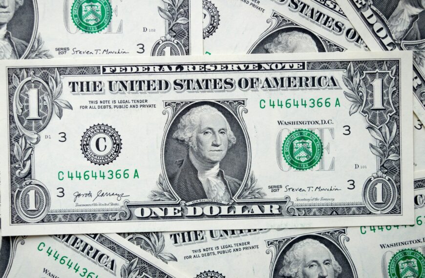 A pile of one dollar bills.
