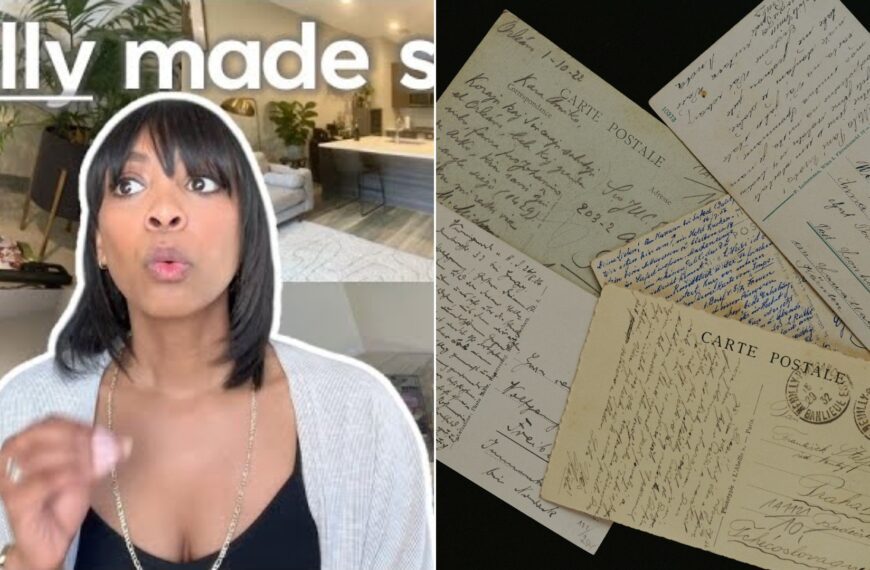 A pile of old letters and postcards.
