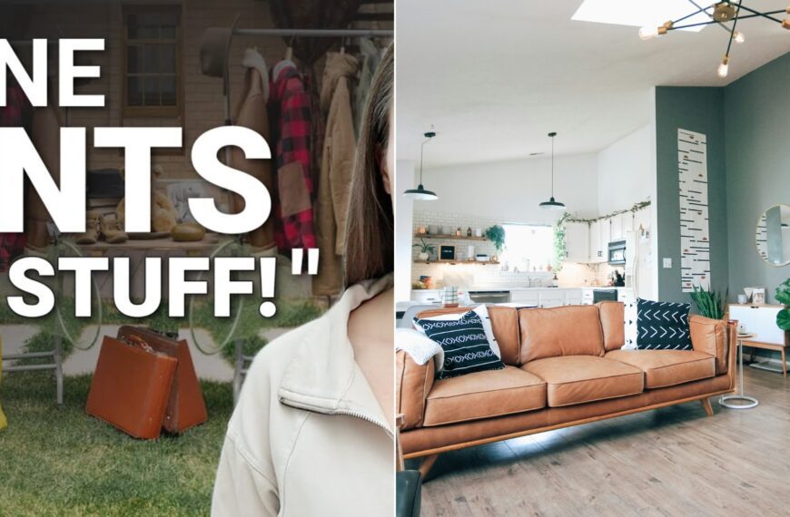 A bright, tidy living room with a leather sofa and plants.