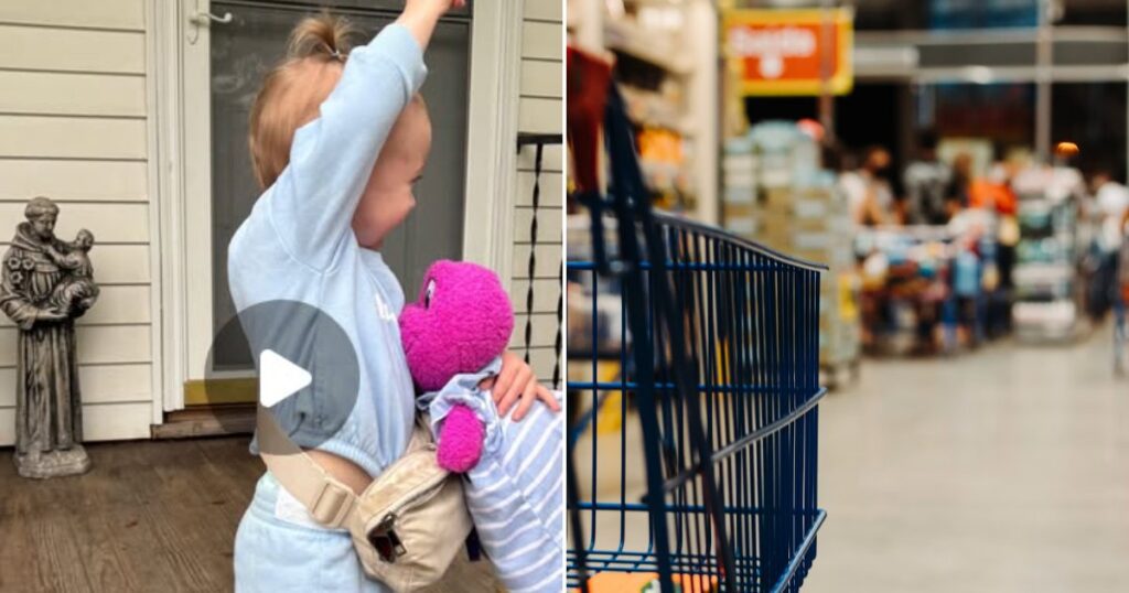 Grocery store aisle with a cart