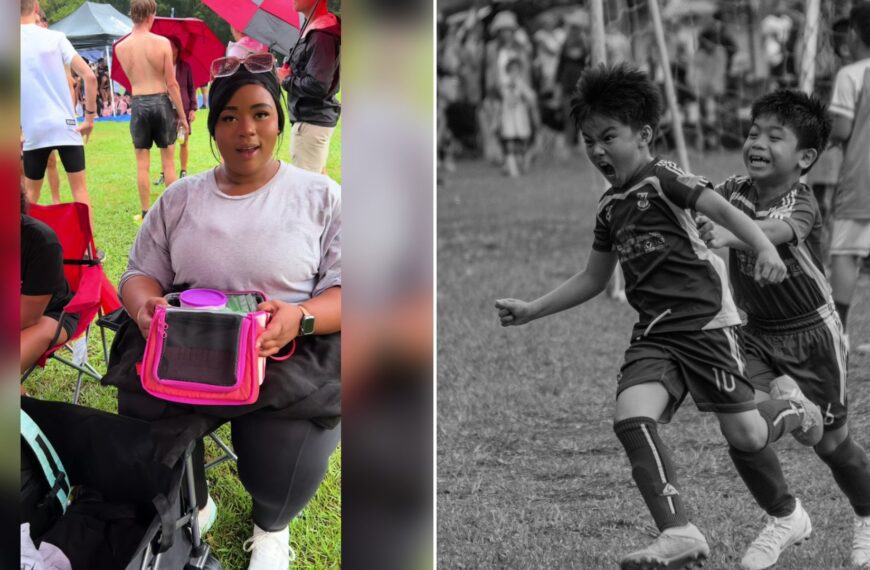 Left: cover still from a TikTok video by @bestofshaneise. Right: kids playing soccer (Unsplash photo by Bhong Bahala).