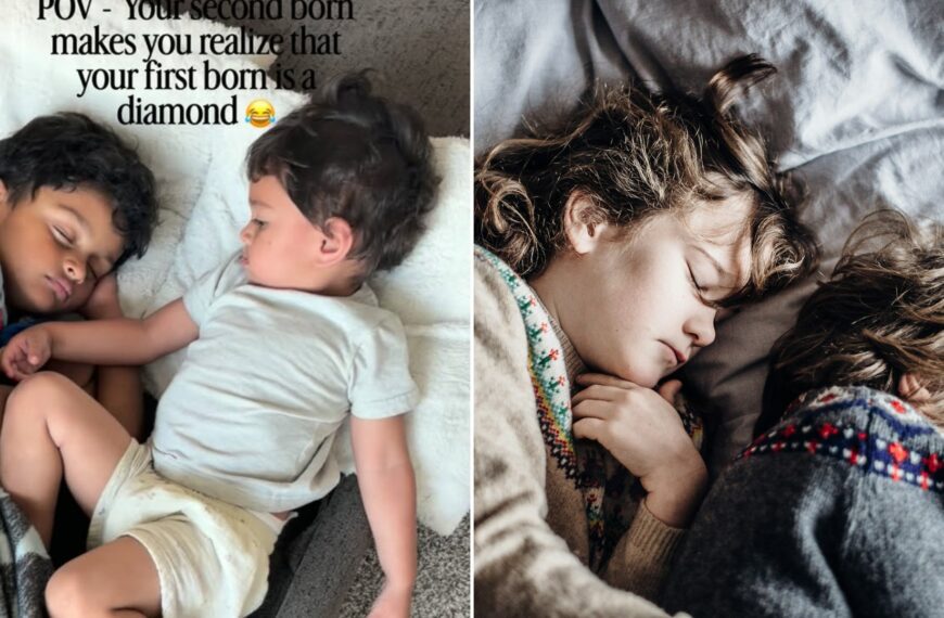 Left: cover still from an Instagram reel by @keepingupwiththekadris. Right: children sleeping together (Unsplash photo by Annie Spratt).
