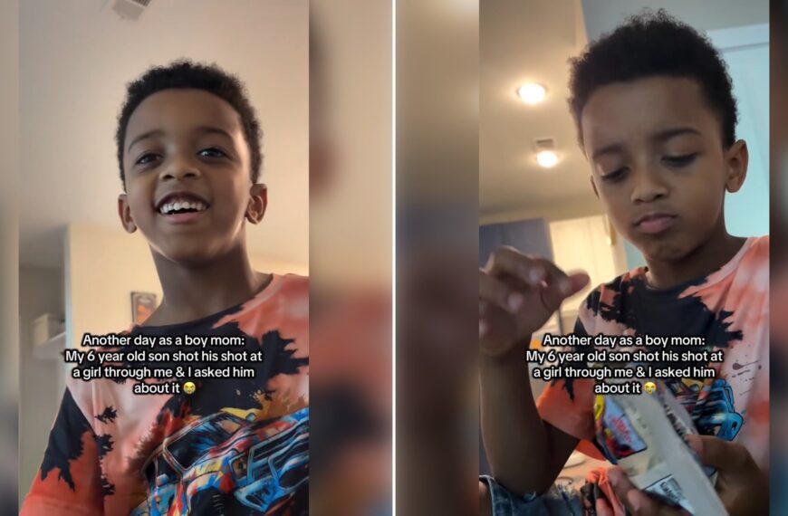 Two stills from an Instagram reel by @nayrosee: a boy in a tie-dye shirt looking at the camera, then looking down at something in his hands.