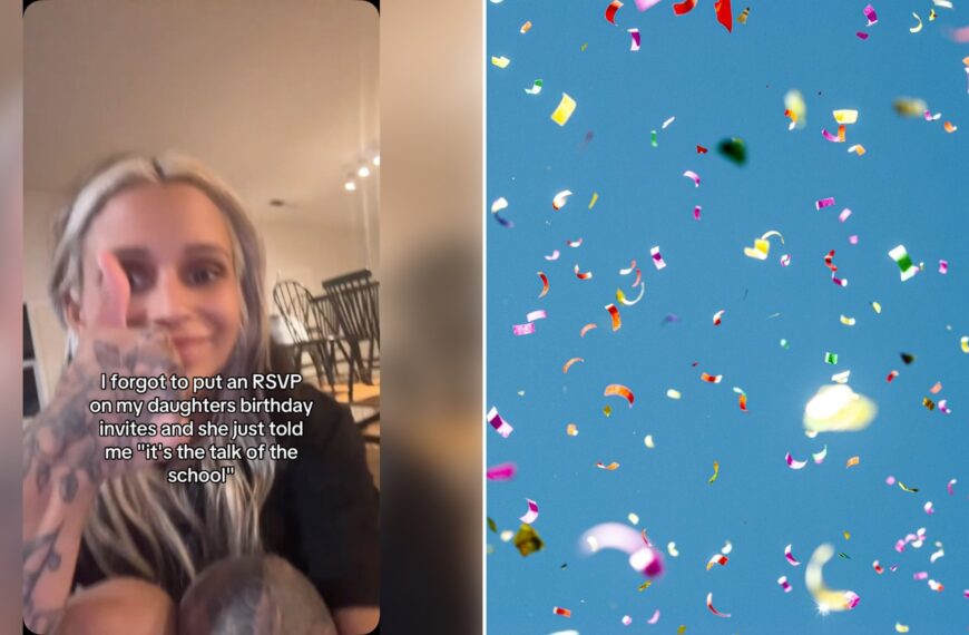 Left: cover still from an Instagram reel by @. Right: colorful confetti against a blue sky (Unsplash photo by Damiano Lingauri).