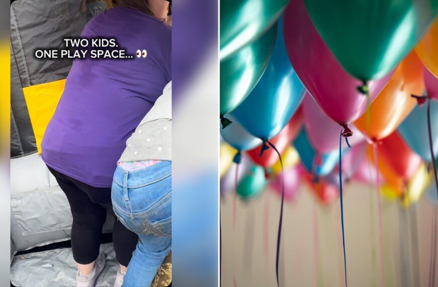 Left: cover still from an Instagram reel by @. Right: assorted-color balloons (Unsplash photo by Adi Goldstein).