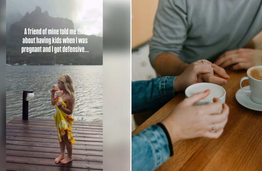 Left: cover still from an Instagram reel by @. Right: Two mugs of coffee sitting side by side on a table (Unsplash photo by Priscilla Du Preez).