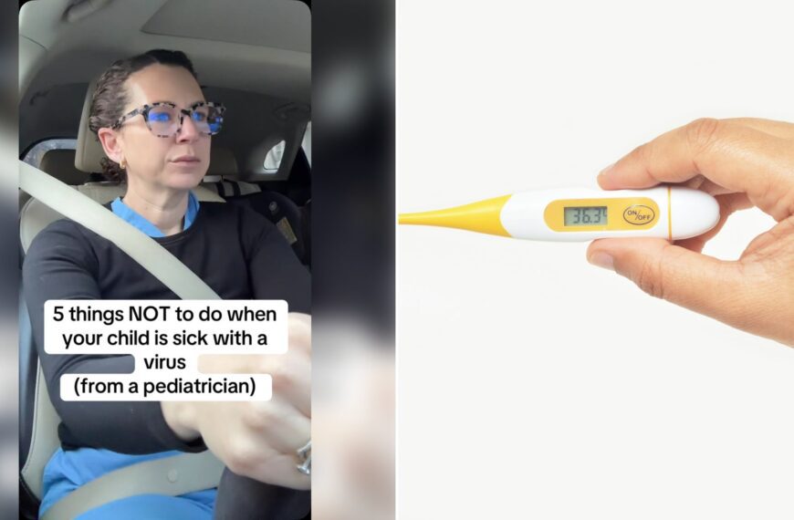 Left: cover still from an Instagram reel by @. Right: A white and blue digital thermometer (Unsplash photo by Dony Wardhana).