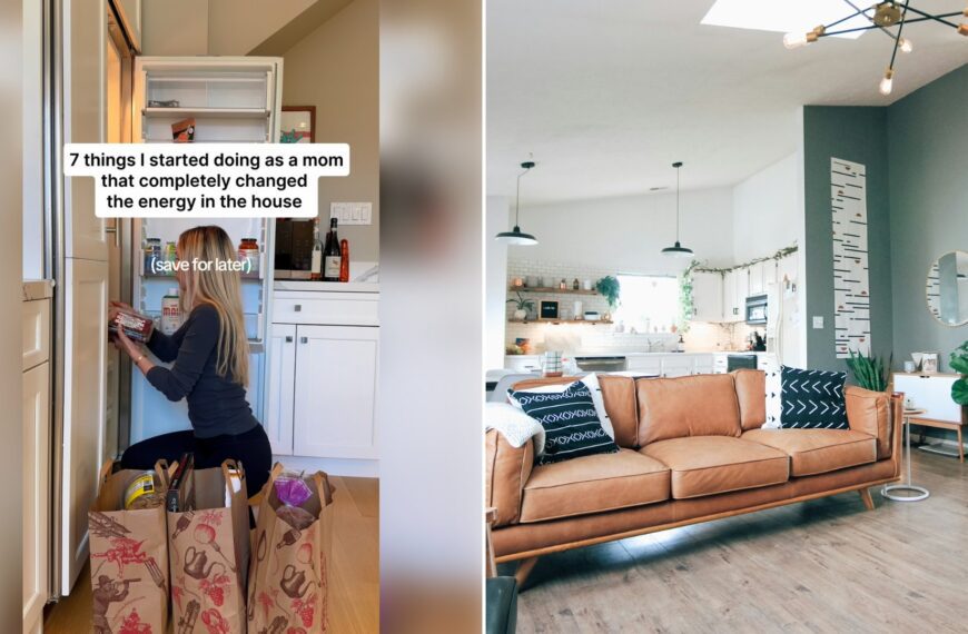 Left: cover still from an Instagram reel by @. Right: A comfortable, tidy living room with a sofa (Unsplash photo by Kara Eads).