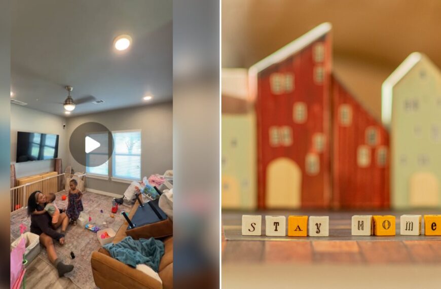 Left: cover still from an Instagram reel by @. Right: Red and white toy building blocks scattered on a surface (Unsplash photo by Elena Mozhvilo).