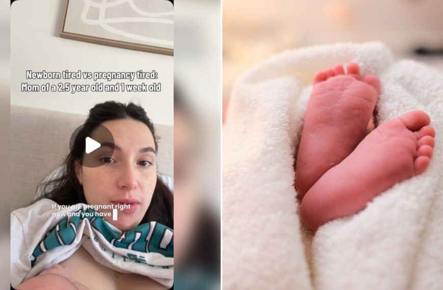 Left: cover still from an Instagram reel by @. Right: Newborn baby feet under a white blanket (Unsplash photo by Marcel Fagin).