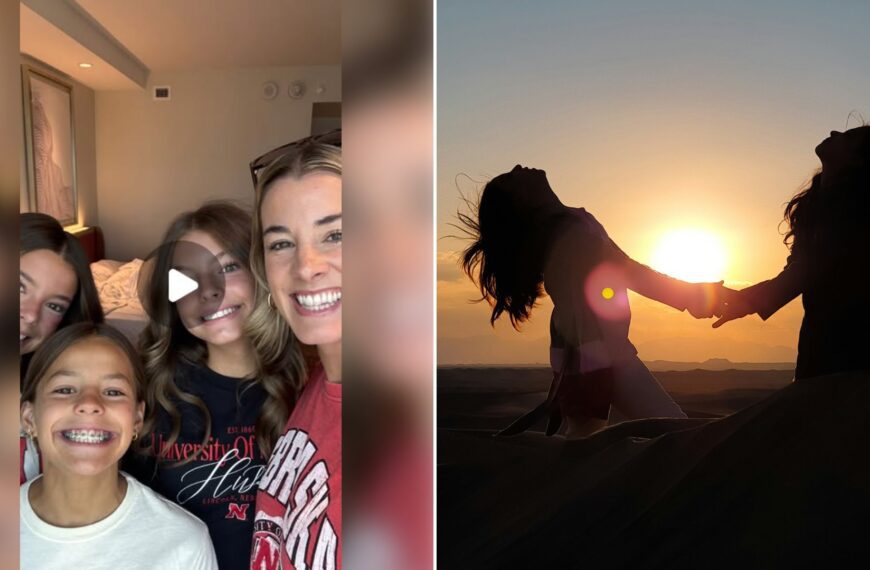 Left: cover still from an Instagram reel by @. Right: Silhouette of two women holding each other's hands (Unsplash photo by Erfan Moradi).