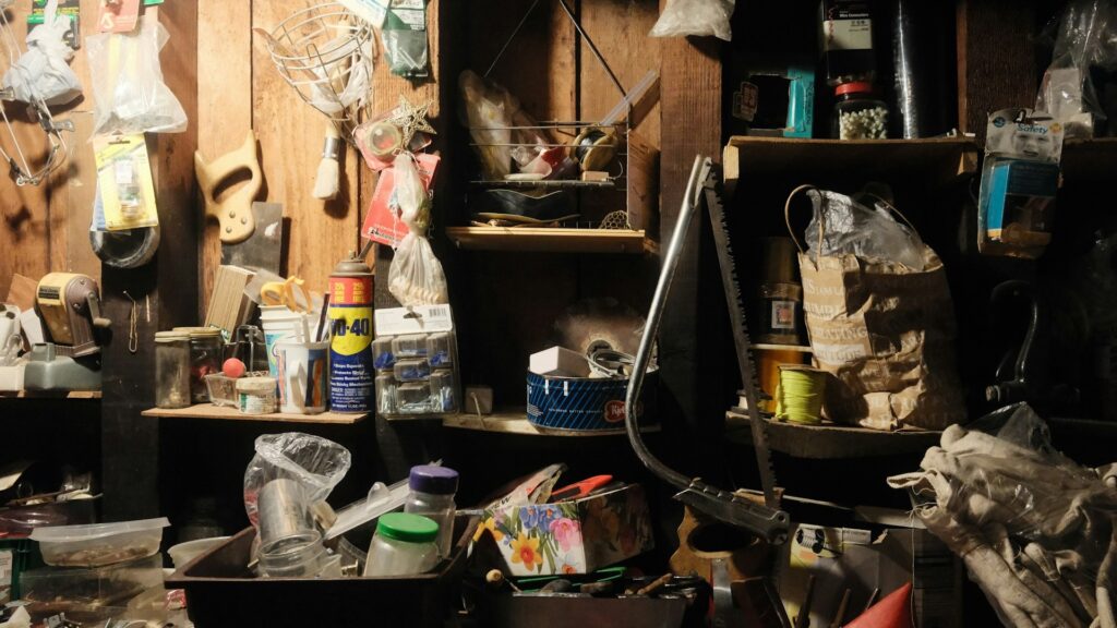 Unsplash photo by Stephen Pontes showing a messy, cluttered storage room filled with household items