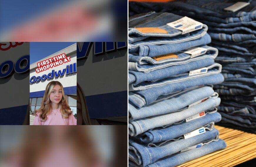 Cover of @rachxlouise's YouTube video thumbnail beside an Unsplash photo by Waldemar Brandt of a large pile of blue denim jeans