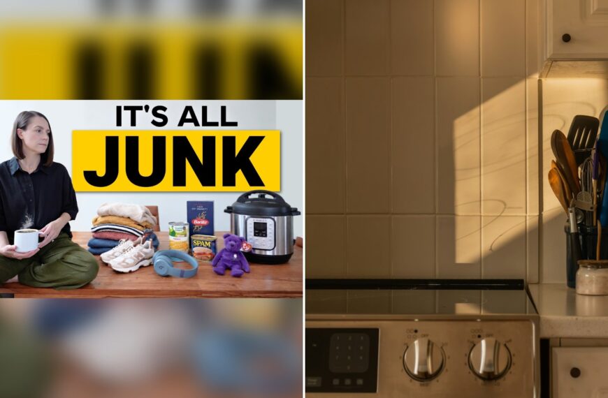 Cover of @AtoZenLife's YouTube video thumbnail beside an Unsplash photo by Franco Debartolo of a kitchen counter with utensils and a toaster