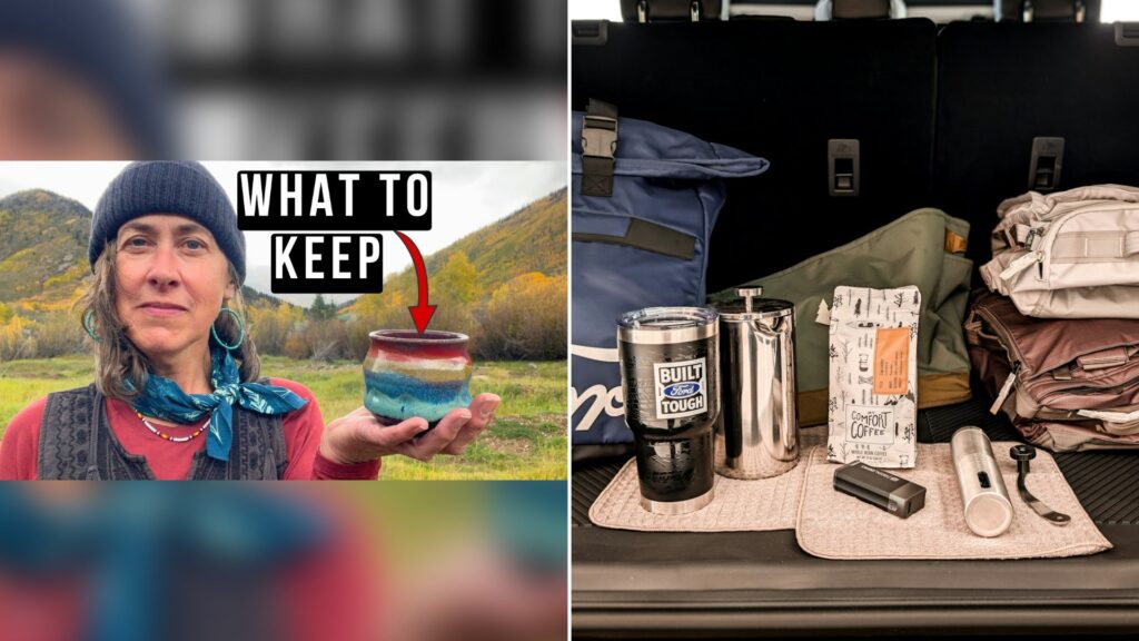 Cover of @Vidaloveslife's YouTube video thumbnail beside an Unsplash photo by Obi of a bag and travel accessories packed in a car trunk