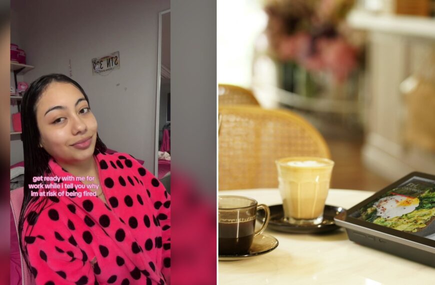 Cover of @biggsybiggs's TikTok video beside an Unsplash photo by iMin Technology of a point of sale tablet and coffee cups on a counter.