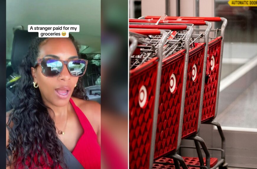 Cover of @alliepat's TikTok video beside an Unsplash photo by Abhinav Bhardwaj of a row of red shopping carts in front of a store.