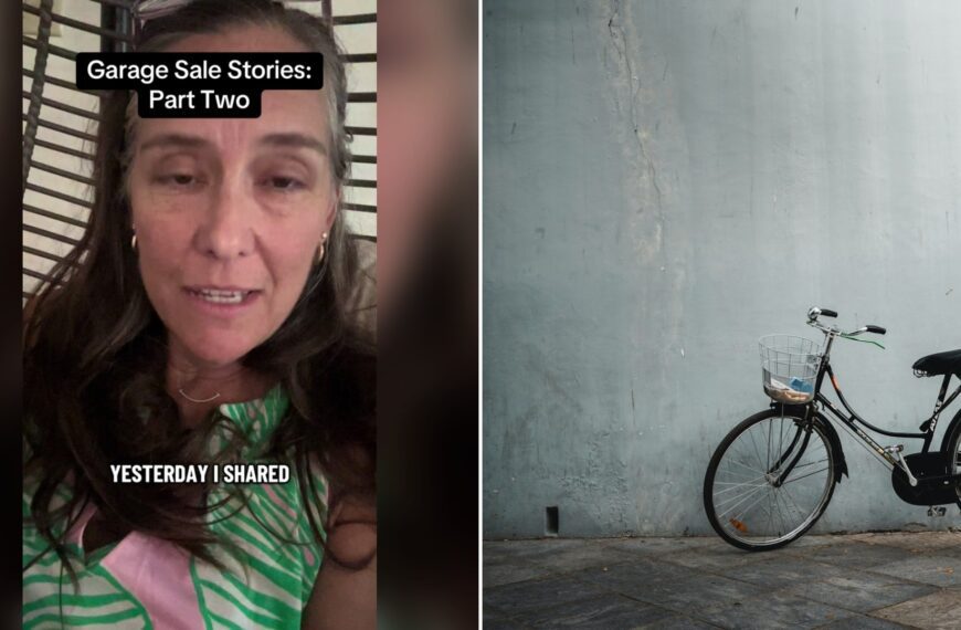 Cover of @mellanyflagler's TikTok video beside an Unsplash photo by Abhishek Ravi of a vintage bicycle leaning against a textured wall.