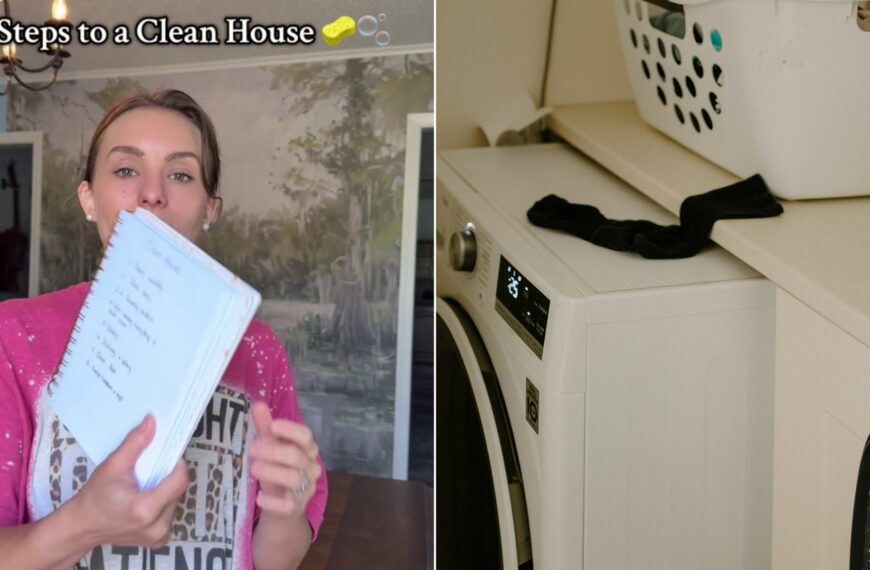 Cover of @.kalliedanielle's TikTok video beside an Unsplash photo by Annie Spratt of a white washing machine with a laundry basket and a sock.