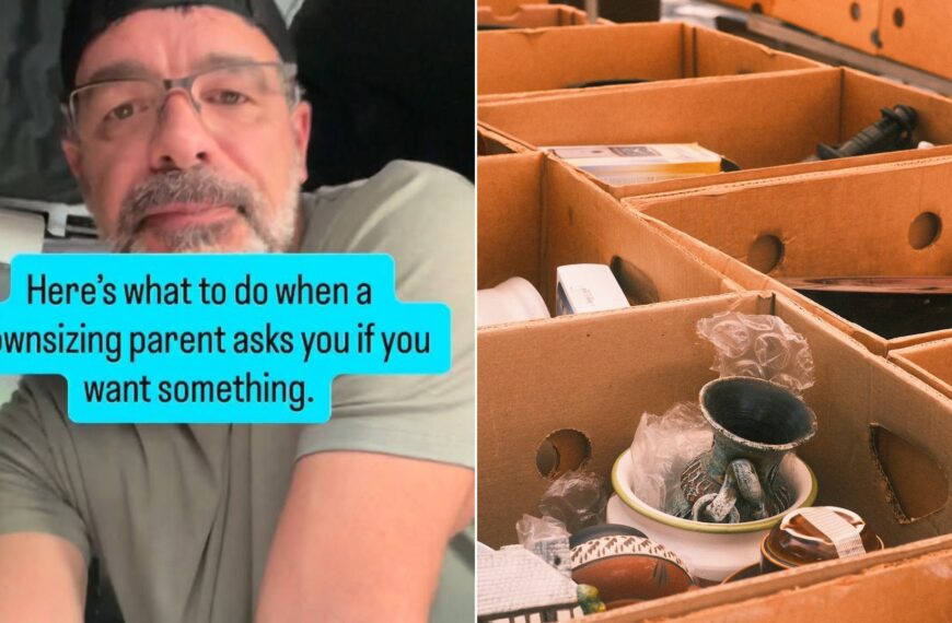 Cover of @thebefreemethod's Instagram reel beside an Unsplash photo by Harry Obahor of boxes filled with various items
