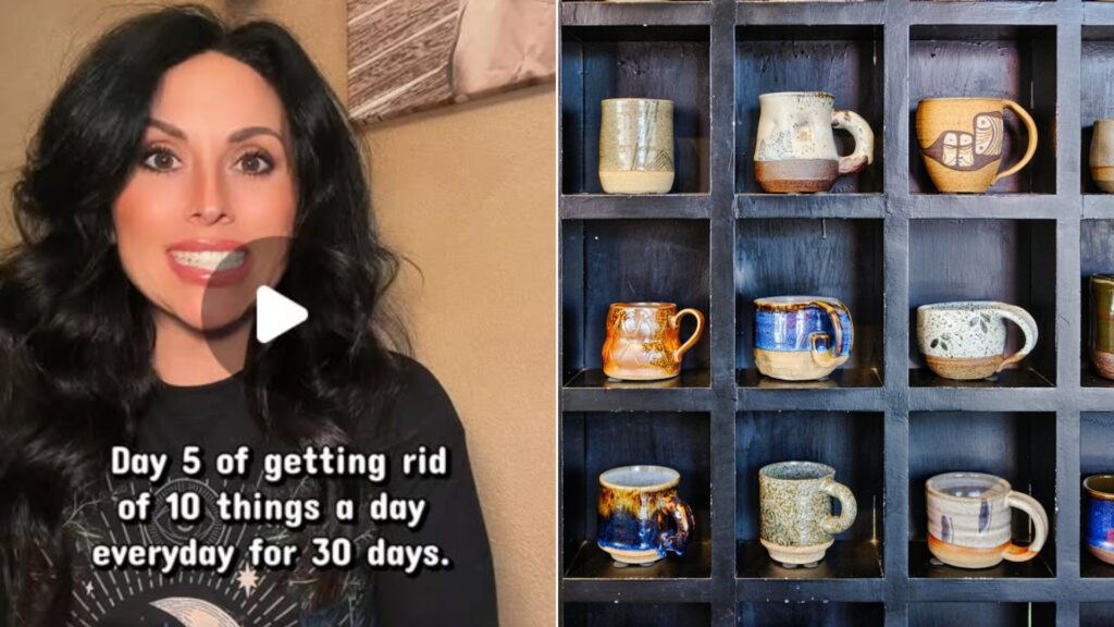Mugs on a rack