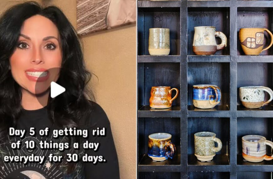 Mugs on a rack