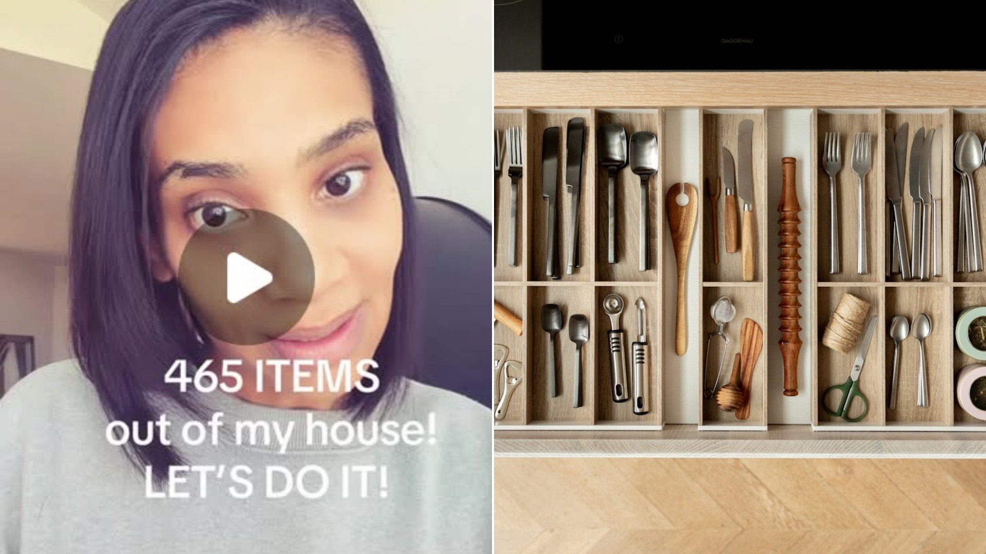 Kitchen drawer with utensils