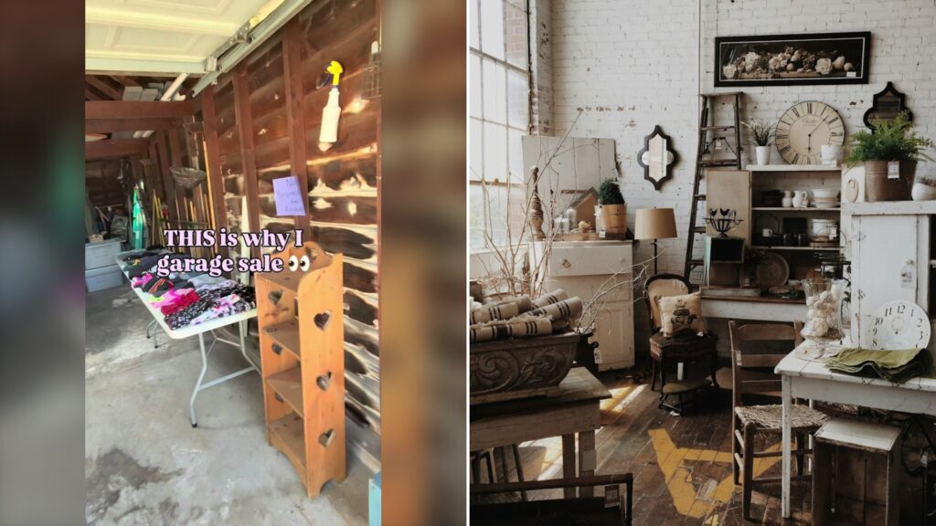 Garage Sale Shopper Scored a $3 Heart Shelf and $1 Vintage Footstools Then Her Partner Found a $3 Painting That Matched One in Their Basement