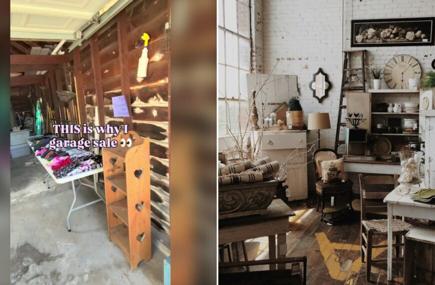 Garage Sale Shopper Scored a $3 Heart Shelf and $1 Vintage Footstools Then Her Partner Found a $3 Painting That Matched One in Their Basement