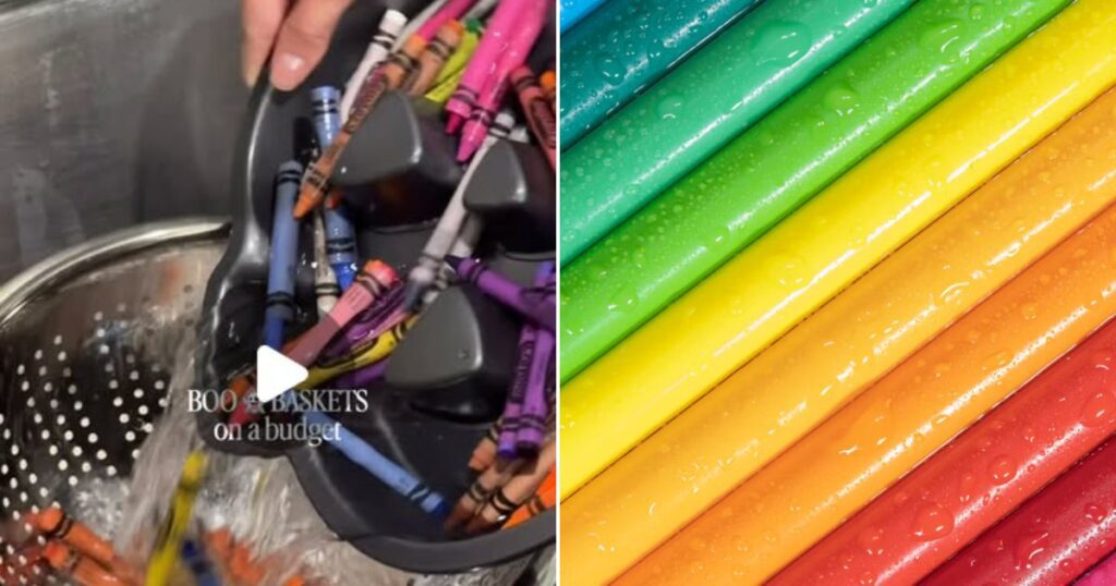 Pile of colorful crayons