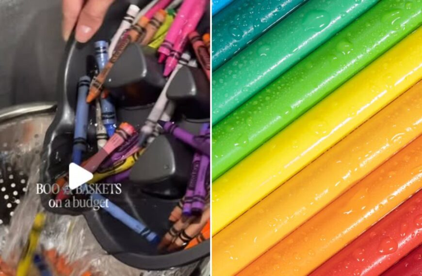 Pile of colorful crayons