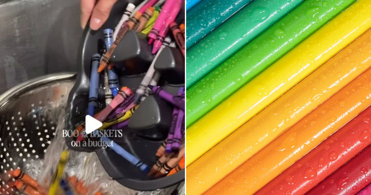 Pile of colorful crayons