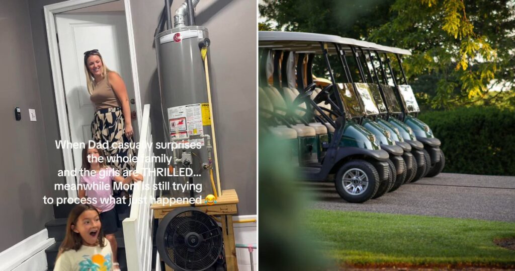 Golf cart parked outside