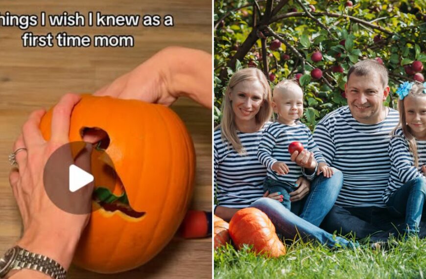 Family carving pumpkins together