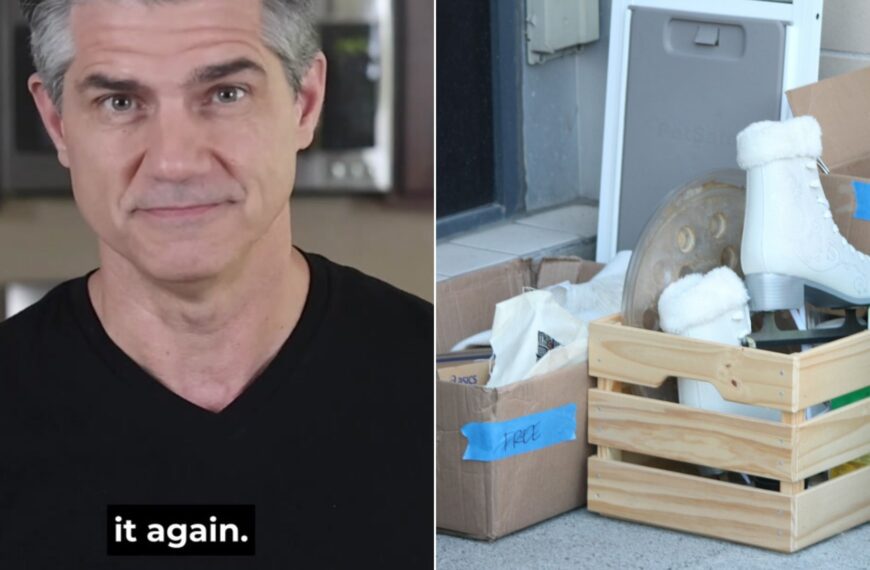Minimalism author discussing decluttering beside a tidy room