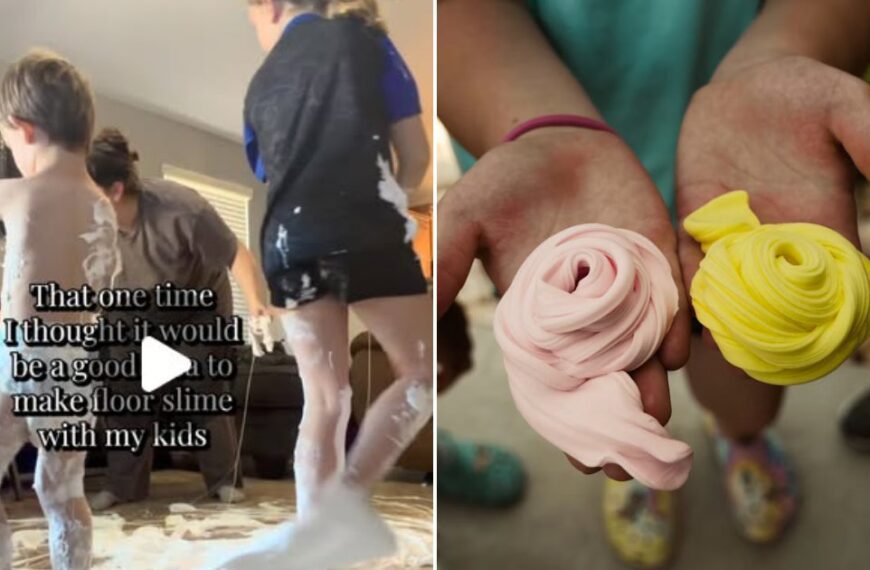 Child playing with colorful slime