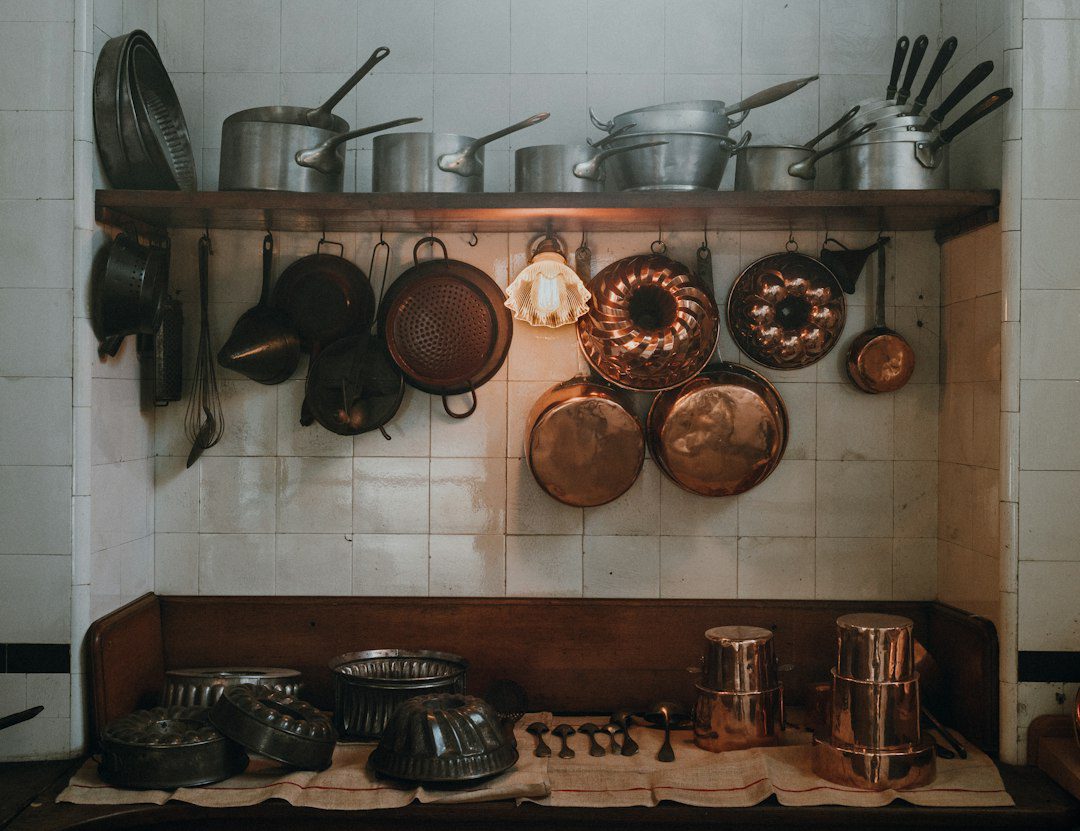 Assorted vintage kitchen utensils