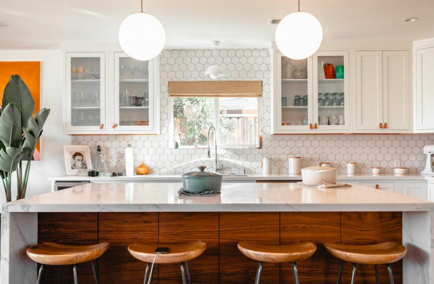 A cluttered kitchen counter