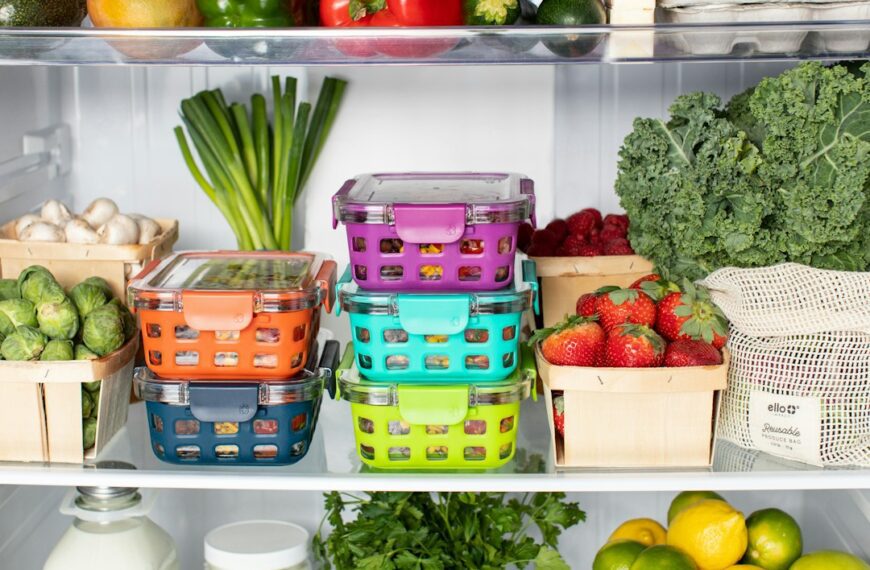 Food containers inside a refrigerator