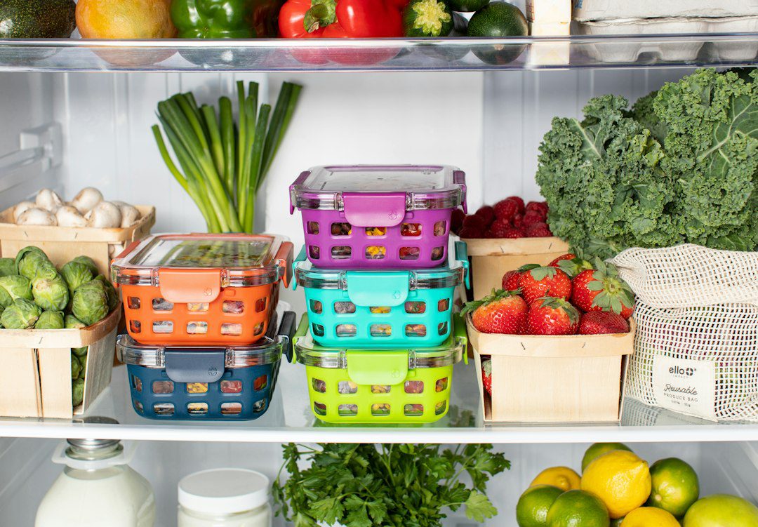Food containers inside a refrigerator