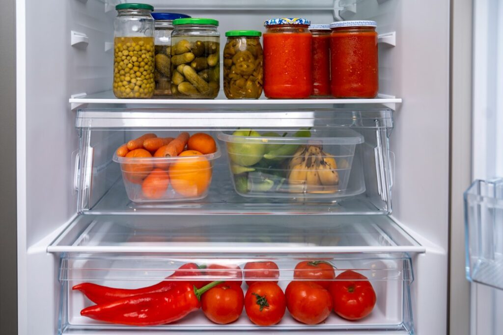 Food packed inside a freezer